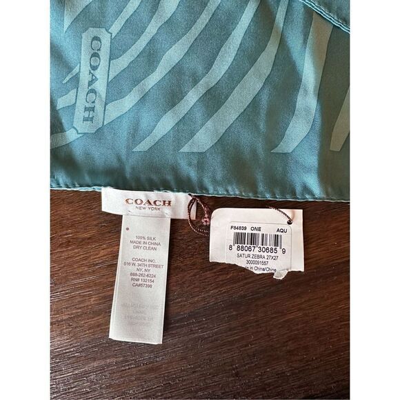 Coach teal zebra scarf - Picture 2 of 3